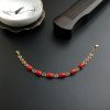 18K金镶钻意大利天然沙丁红珊瑚手链-红掌柜
