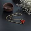 18K金镶钻日本阿卡红珊瑚项链-红掌柜