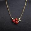 18K金镶钻阿卡红珊瑚项链-红掌柜