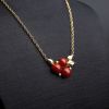 18K金镶钻日本红珊瑚项链-红掌柜