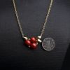 18K金镶钻红珊瑚项链-红掌柜