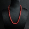 意大利天然沙丁橘红珊瑚三股项链 - 红掌柜
