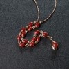 18K金镶钻日本天然阿卡珊瑚项链-红掌柜