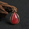 18K金镶钻巴西天然红纹石水滴吊坠 - 红掌柜