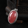 天然银镶红纹石随形吊坠-红掌柜