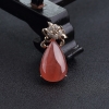 18K金镶钻阿根廷天然红纹石水滴吊坠-红掌柜