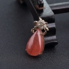 18K金镶钻天然红纹石水滴吊坠-红掌柜