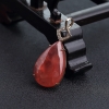 18K金镶钻天然红纹石水滴吊坠-红掌柜