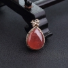 18K金镶钻阿根廷天然红纹石水滴吊坠-红掌柜