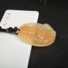 天然山料浅黄黄龙玉财神吊坠-红掌柜