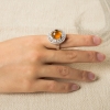 银镶天然琥珀戒指-红掌柜