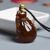 缅甸棕珀钱袋琥珀吊坠-红掌柜