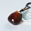 缅甸天然棕珀随形吊坠-红掌柜