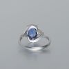 斯里兰卡天然18K白金镶钻蓝宝石戒指-红掌柜