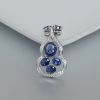 天然无烧18K白金镶钻蓝宝石吊坠-红掌柜