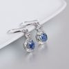 白金镶钻蓝宝石耳坠-红掌柜