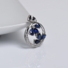 18k白金镶钻蓝色蓝宝石刻面吊坠-红掌柜