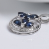 18k白金镶钻斯里兰卡蓝色蓝宝石吊坠-红掌柜