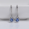 18k白金镶钻斯里兰卡蓝色蓝宝石刻面耳坠-红掌柜