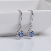 18k白金镶钻蓝色蓝宝石刻面耳坠-红掌柜