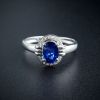 18K金镶钻斯里兰卡天然蓝宝石戒指-红掌柜