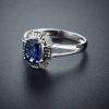 18K金镶钻天然蓝宝石戒指-红掌柜