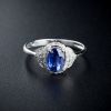18K金镶钻斯里兰卡天然蓝宝石戒指-红掌柜