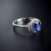 金镶钻斯里兰卡天然蓝宝石戒指-红掌柜