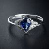 18K金镶钻斯里兰卡天然蓝宝石戒指-红掌柜