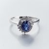 18K金镶钻斯里兰卡天然蓝宝石戒指-红掌柜