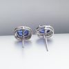 18K金镶钻斯里兰卡蓝宝石耳钉-红掌柜