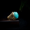 高瓷蓝绿绿松石瑞兽戒指-红掌柜