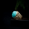 蓝绿绿松石瑞兽戒指-红掌柜