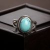 银镶中高瓷铁线蓝绿松石戒指-红掌柜