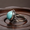 湖北银镶中高瓷铁线蓝绿松石戒指-红掌柜