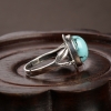 天然银镶中高瓷铁线蓝绿松石戒指-红掌柜