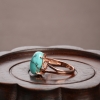 湖北银镶高瓷铁线蓝绿松石戒指-红掌柜