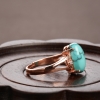 天然银镶高瓷铁线蓝绿松石戒指-红掌柜