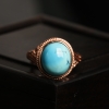 银镶高瓷铁线蓝绿松石戒指-红掌柜