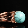 湖北银镶中高瓷铁线蓝绿松石戒指-红掌柜