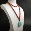 天然绿松石斋戒牌项链 - 红掌柜