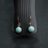 18K金镶高瓷铁线蓝绿绿松石耳坠-红掌柜