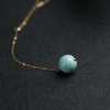 金镶中高瓷铁线绿松石圆珠锁骨链-红掌柜