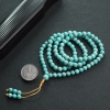 高瓷铁线蓝绿松石佛珠-红掌柜