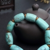天然中高瓷铁线蓝绿绿松石单圈手串-红掌柜