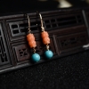 湖北高瓷铁线蓝绿松石耳坠-红掌柜