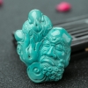 湖北中高瓷蓝绿松石达摩吊坠-红掌柜