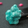 天然湖北中高瓷蓝绿松石达摩吊坠-红掌柜