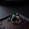 18K金镶天然绿松石云追月戒指-红掌柜