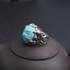 湖北银镶高瓷蓝绿松石龙头戒指-红掌柜